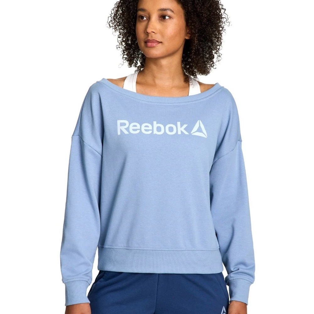 Reebok Women's Light Blue Off-Shoulder Sweatshirt W